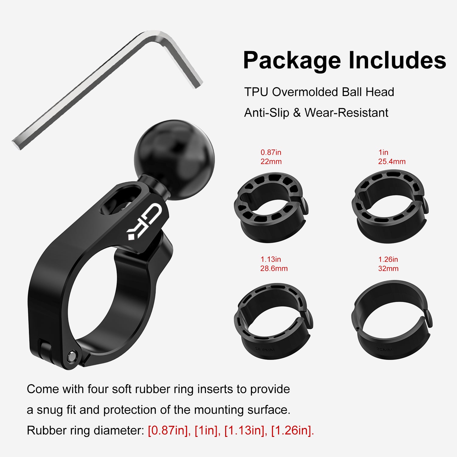 GRXPLORE GR-FD32 Handlebar Mount Base with 1"Ball Head