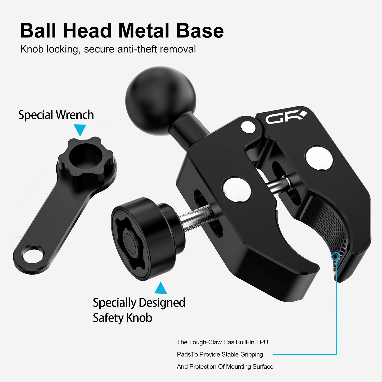 GRXPLORE GR-FD33-L Anti Theft Mount Base with 1" Ball Head