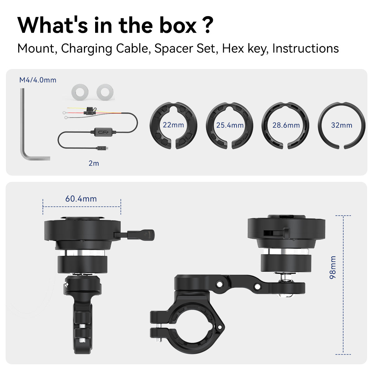MW65 Handlebar Mount with Wireless Charging with Vibration Dampener