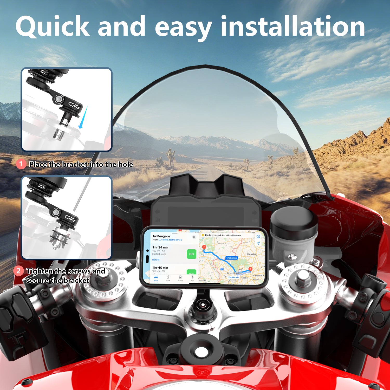 MT7 Motorcycle Fork Stem Mount with Vibration Dampener PRO