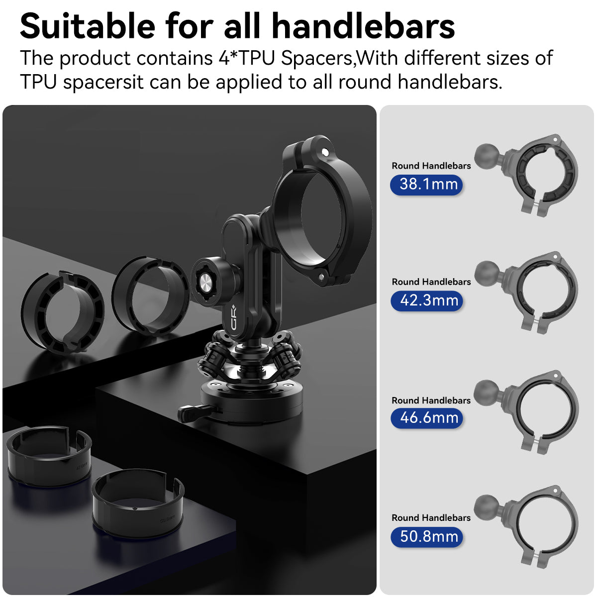 MT90-L Anti-theft Handlebar Mount with Vibration Dampener
