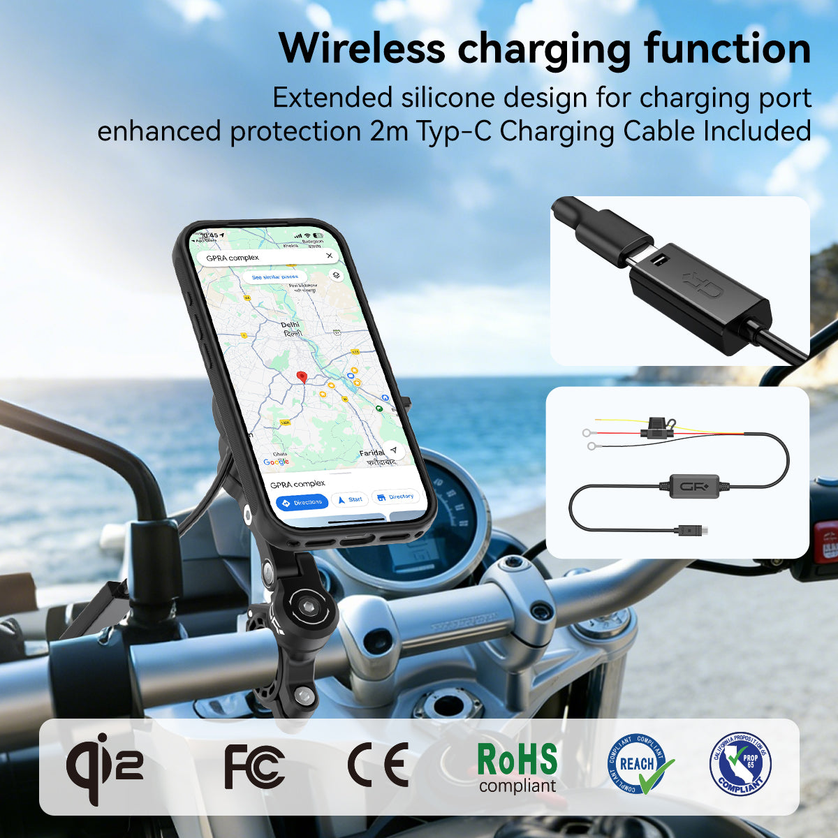 MW65 Handlebar Mount with Wireless Charging with Vibration Dampener